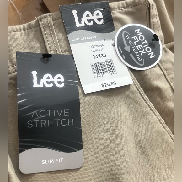 Lee Men's Khaki Chinos Slim Fit Pants Size 34x30 NWT New - Picture 3 of 4